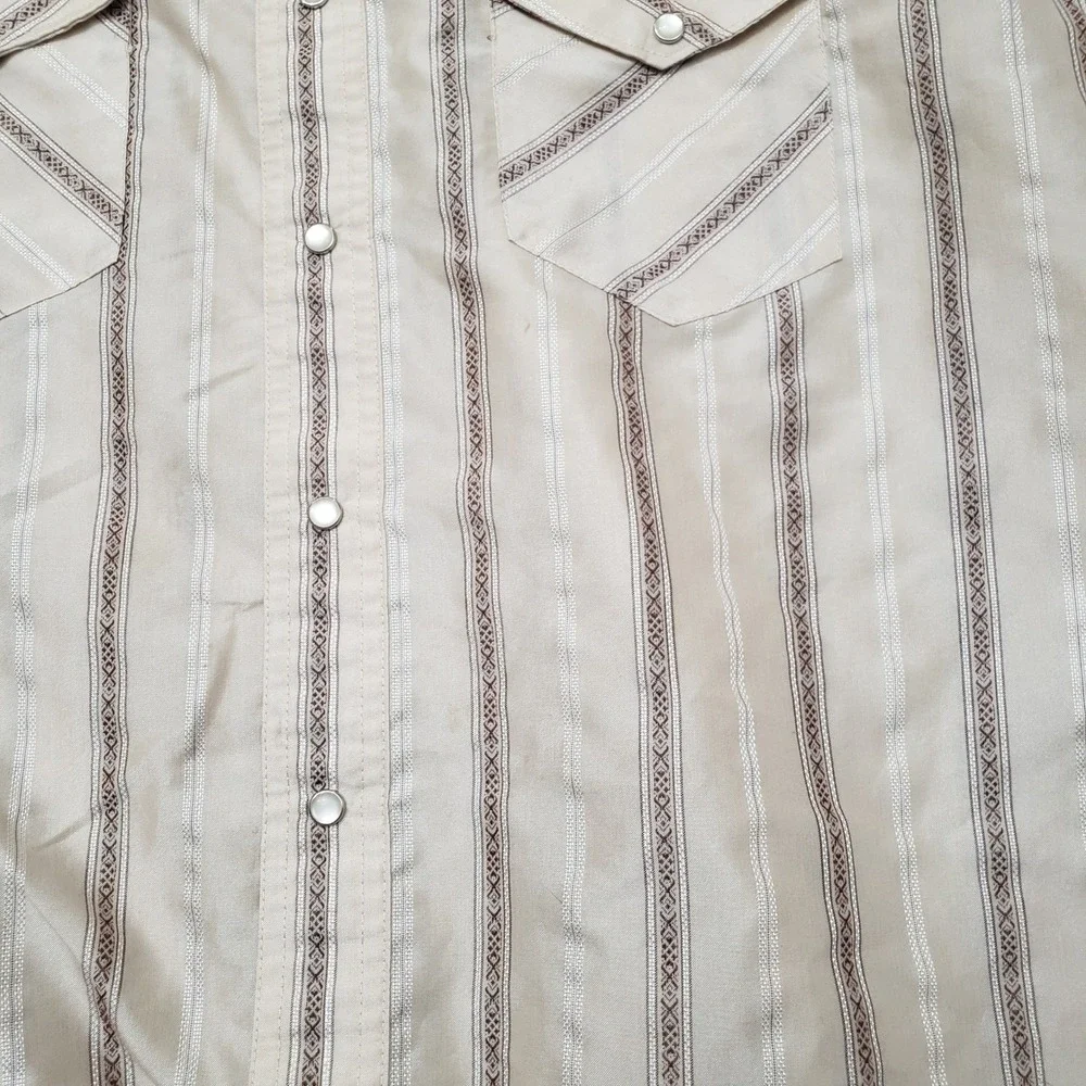 Wrangler Western Shirt Mens 2XL Tan Pearl Snap Long Sleeve Rodeo Ranch Cowboy